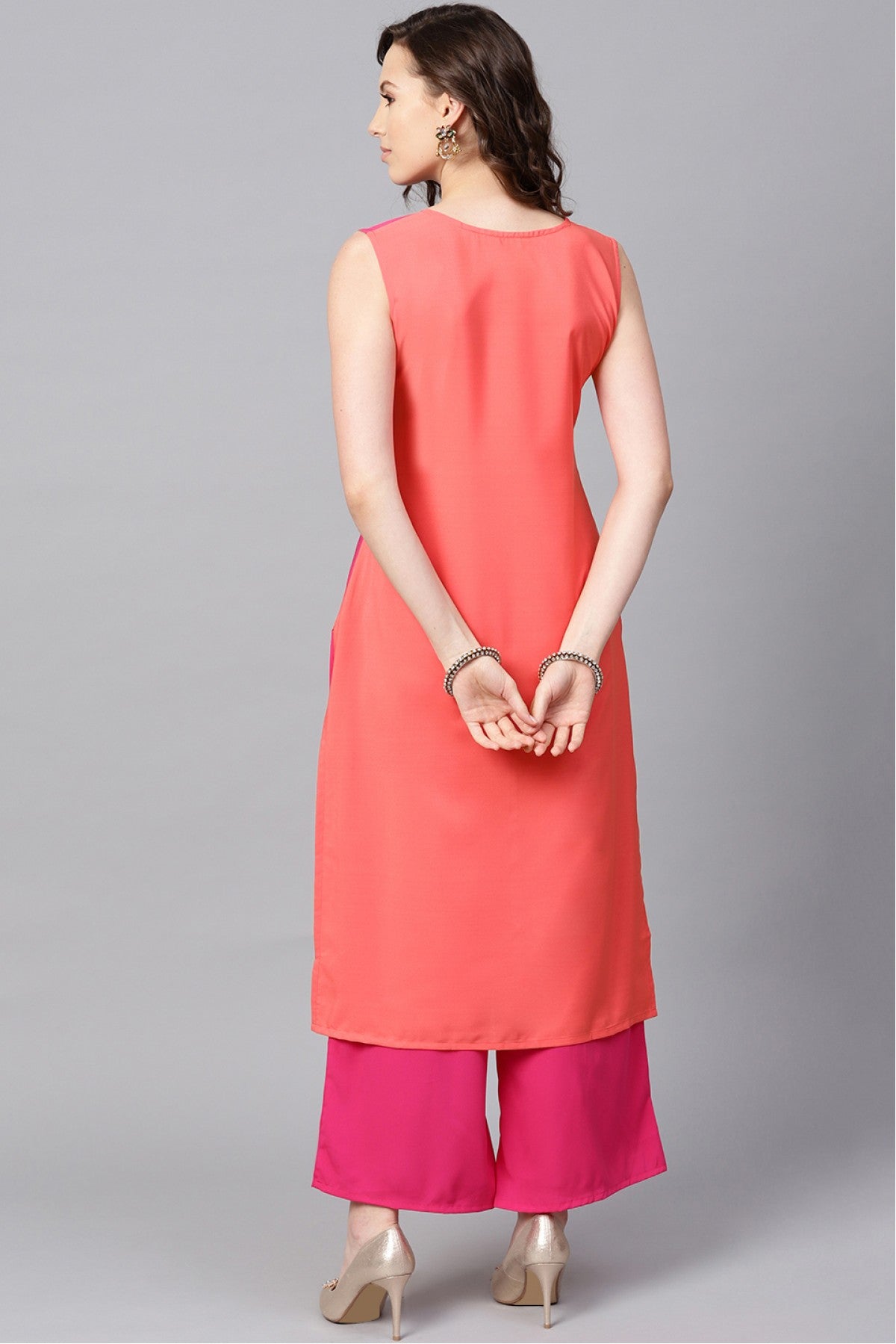 Pink Colour Plus Size Crepe Kurti VSKR1060189