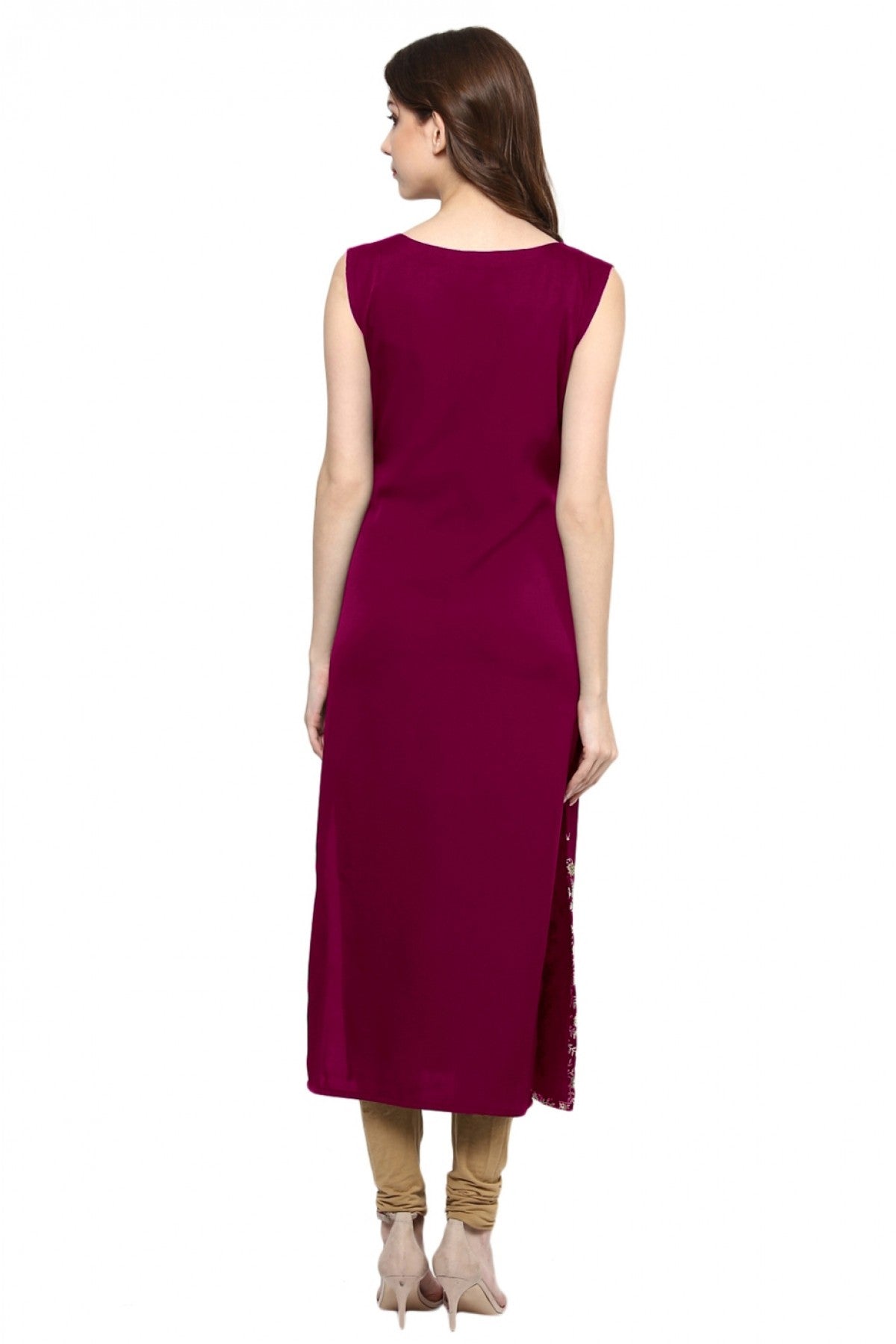 Pink Colour Plus Size Crepe Straight Kurti VSKR1060196