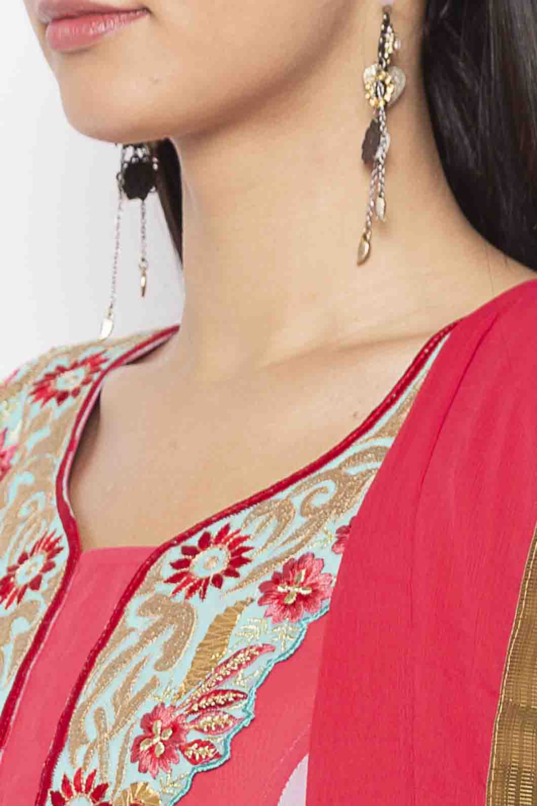 Pink Colour Plus Size Georgette Embroidery Anarkali Suit VSSS1070330