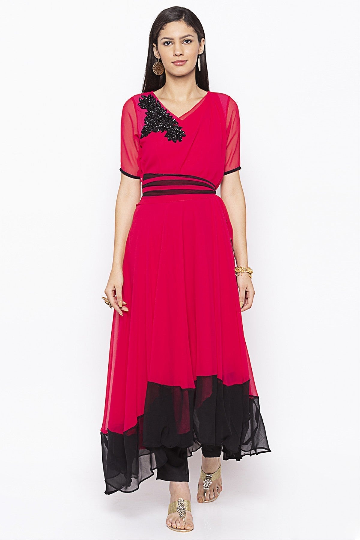 Pink Colour Plus Size Georgette Embroidery Kurta Set VSKR1070660