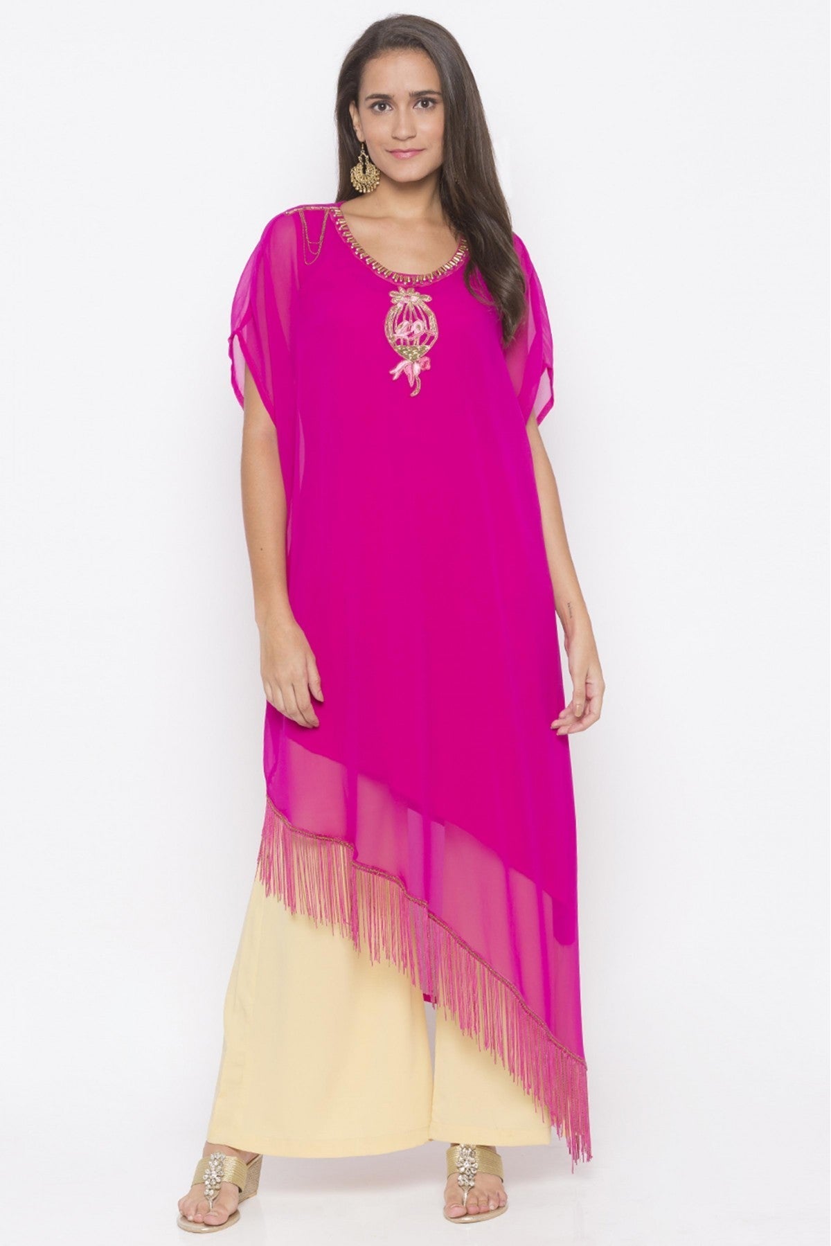 Pink Colour Plus Size Georgette Embroidery Kurta Set VSKR1070719