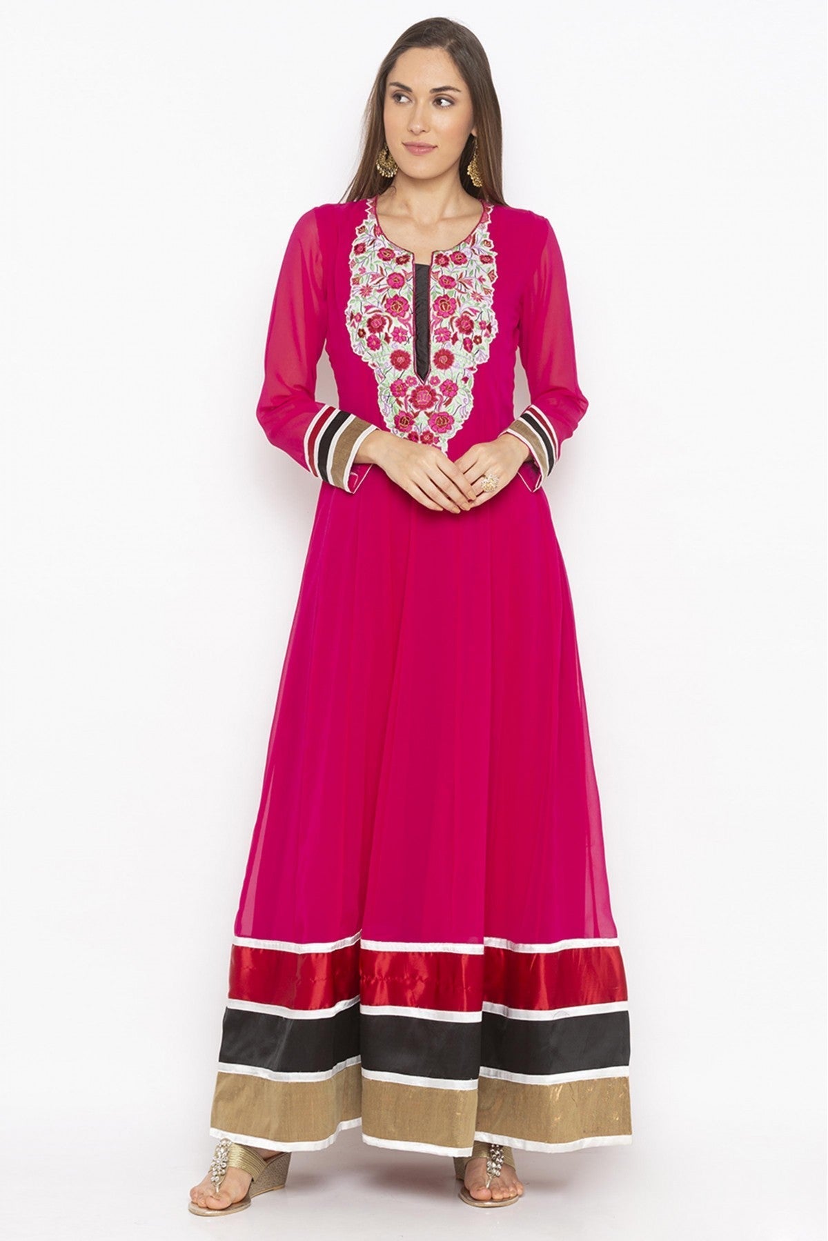 Pink Colour Plus Size Georgette Embroidery Kurta Set VSKR1070729