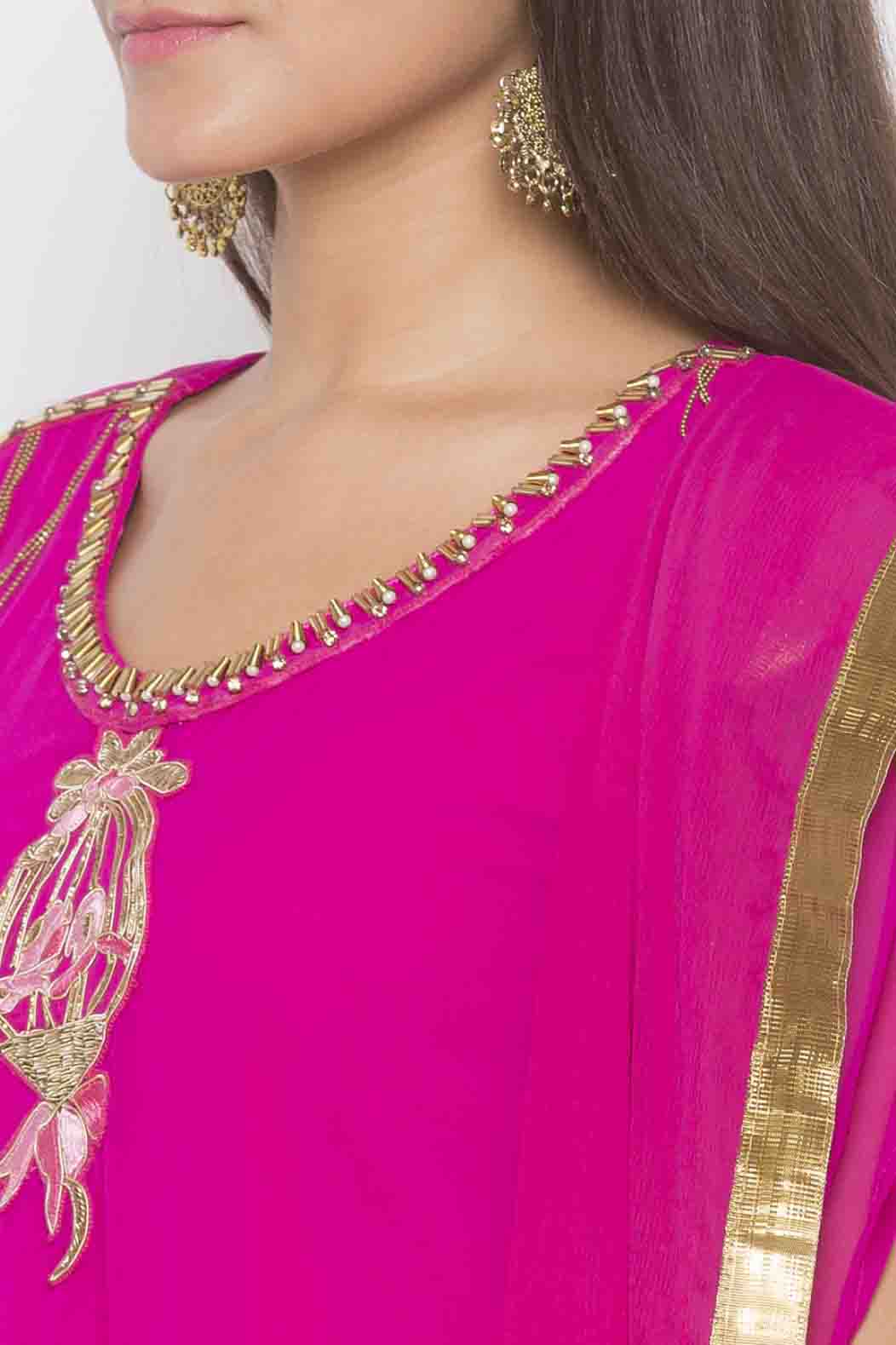 Pink Colour Plus Size Georgette Embroidery Palazzo Pant Suit VSSS1070336