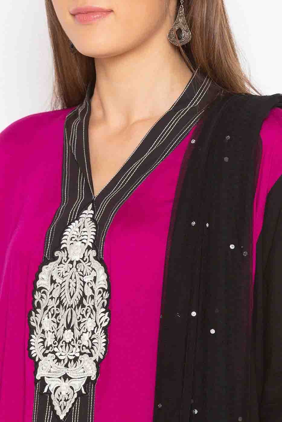 Pink Colour Plus Size Stitched Cotton Embroidery Palazzo Pant Suit VSSS1070222