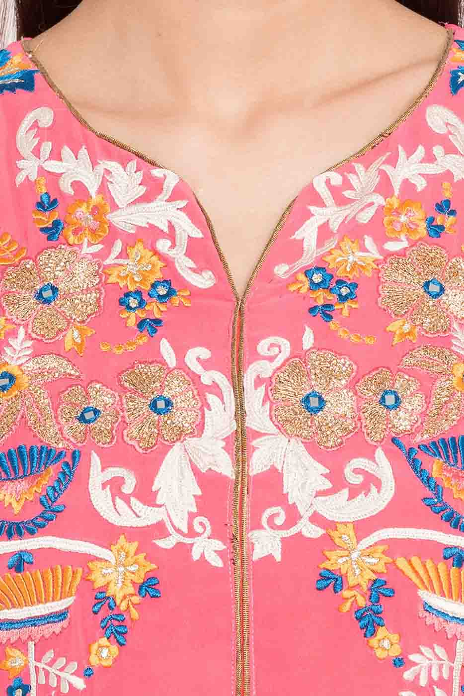 Pink Colour Plus Size Stitched Faux Georgette Embroidery Churidar Suit VSSS1070179