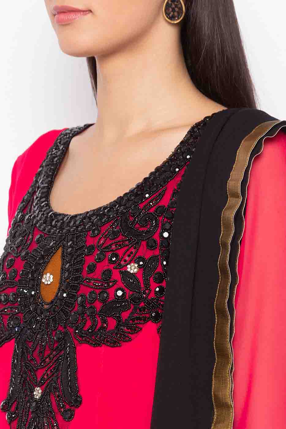 Pink Colour Plus Size Stitched Georgette Embroidery Anarkali Suit VSSS1070195