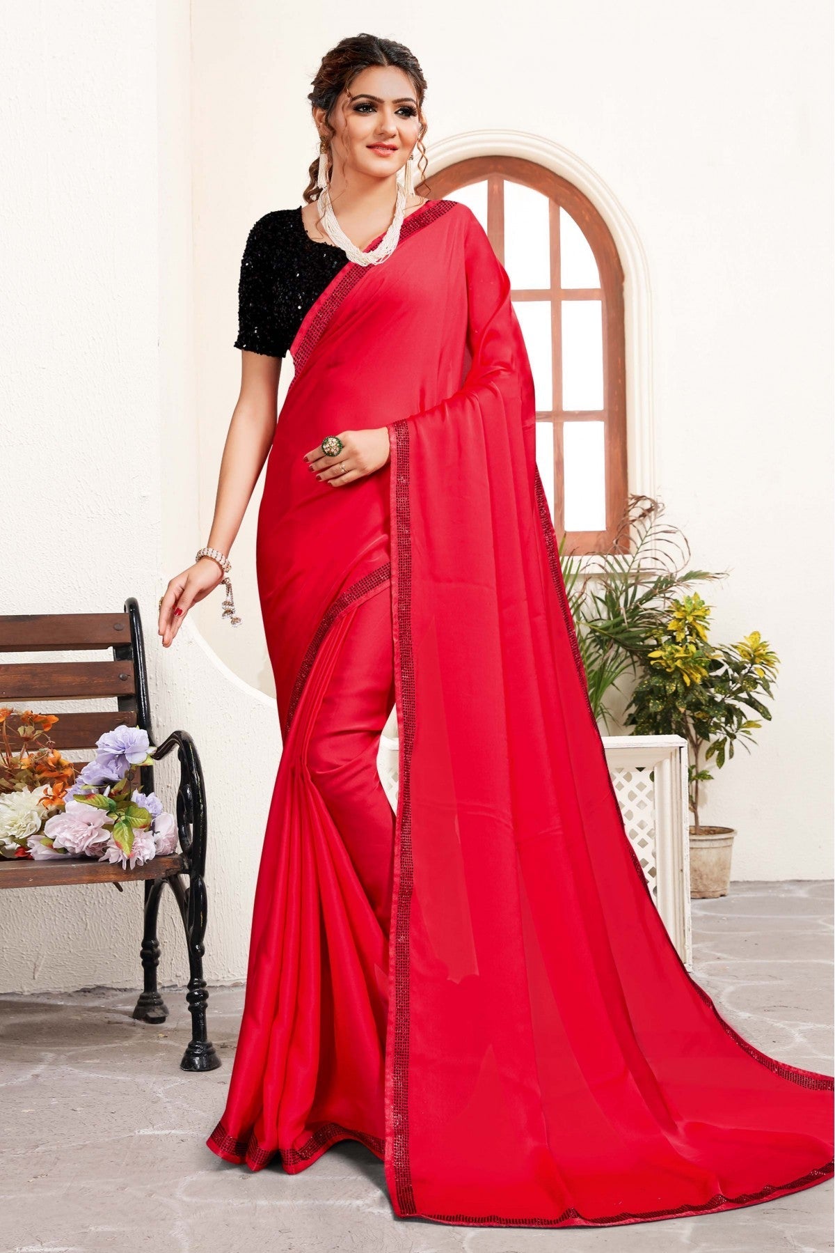 Pink Colour Satin Designer Saree VSSD1120100