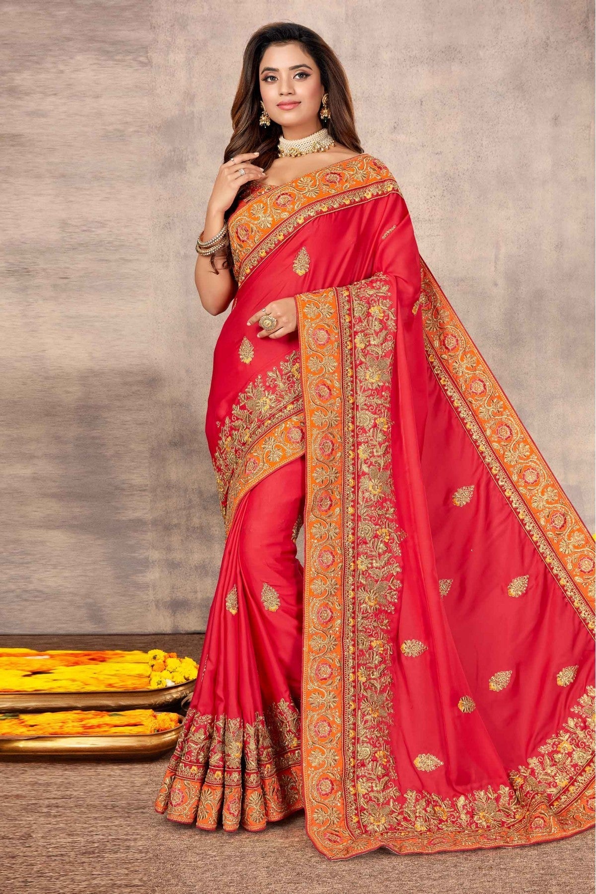Pink Colour Satin Designer Saree VSSD1120658
