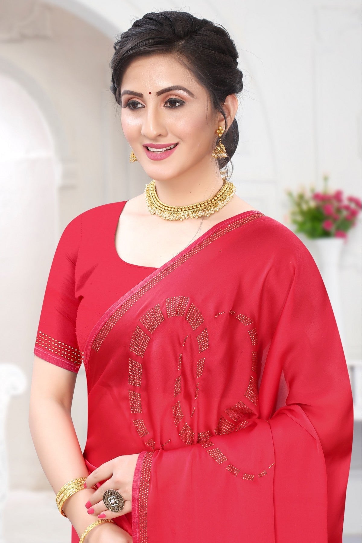 Pink Colour Satin Designer Saree VSSD1120669