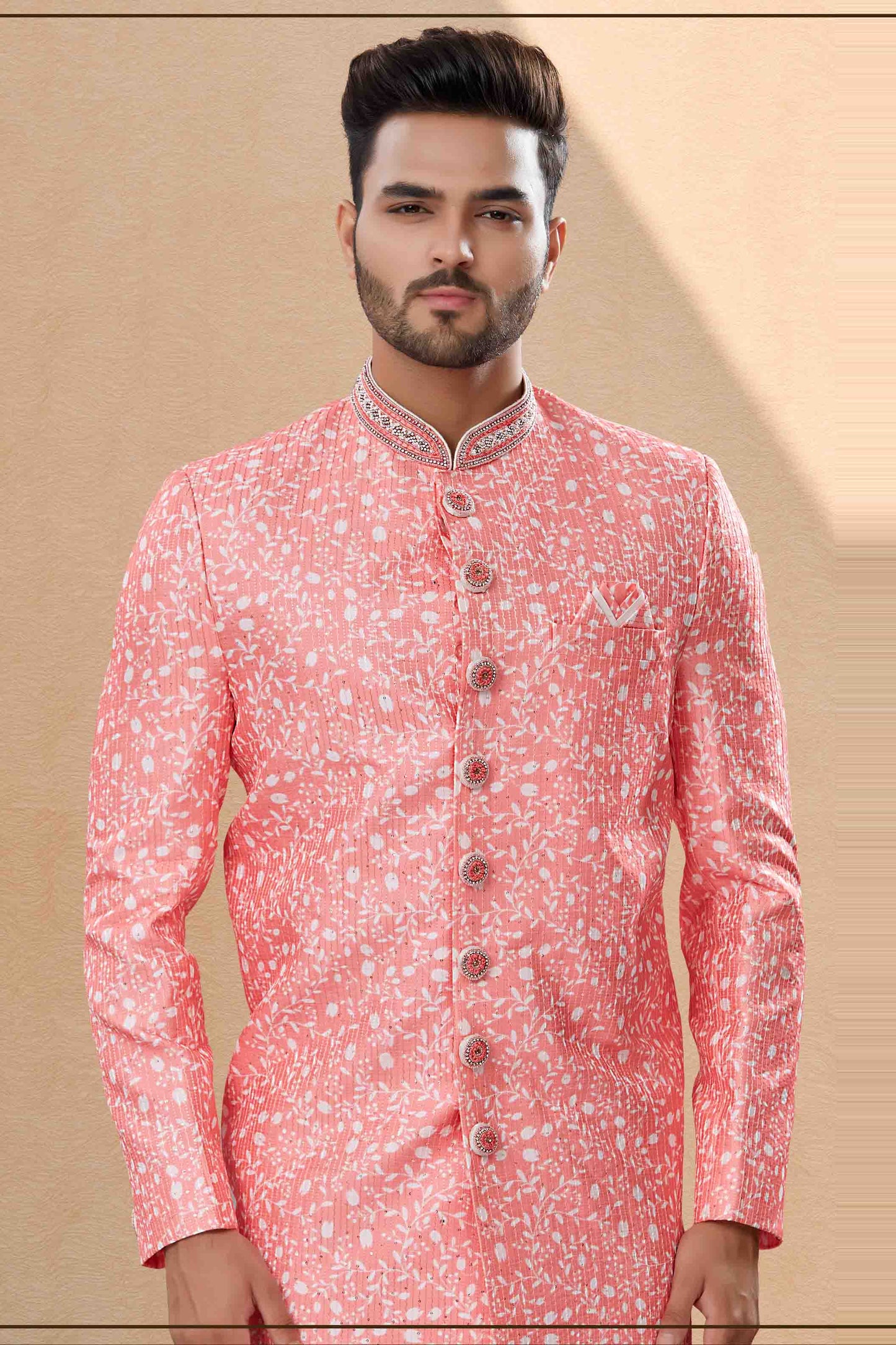 Pink Colour Sherwani In Silk Fabric VSSH1040409