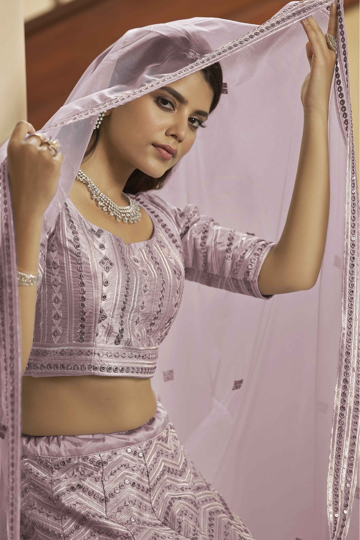 Pink Colour Silk Embroidery Lehenga Choli VSLC1150093