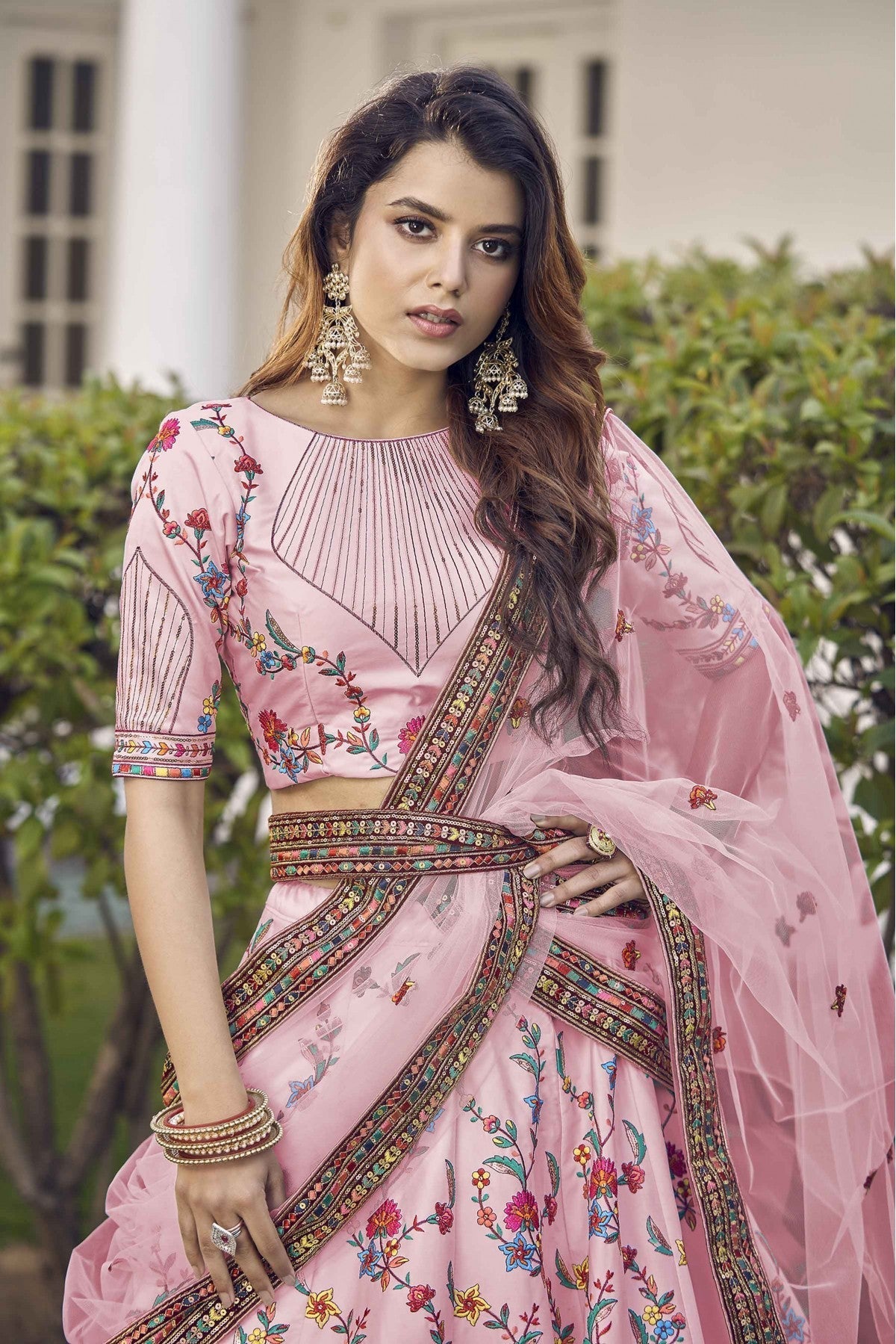 Pink Colour Silk Embroidery Lehenga Choli VSLC1150097