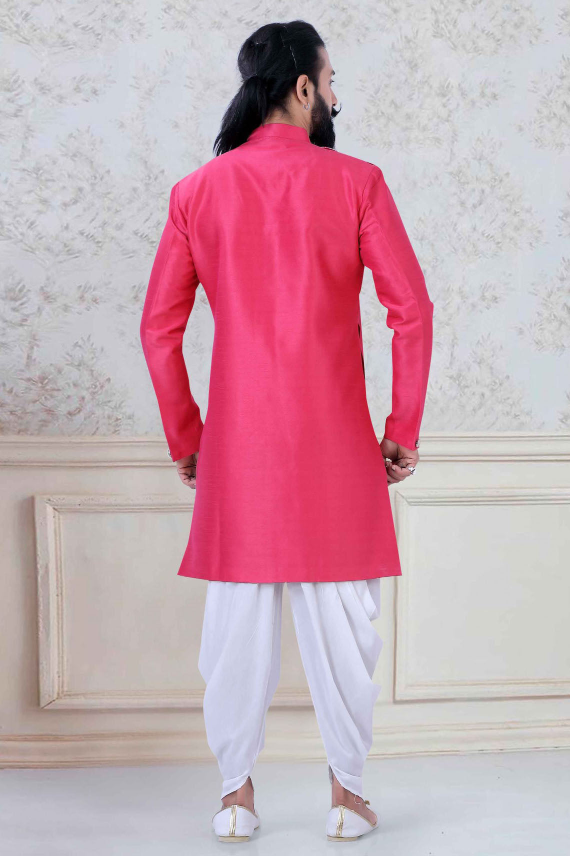 Pink Colour Silk Festival Wear Dhoti Sherwani VSSH1130002