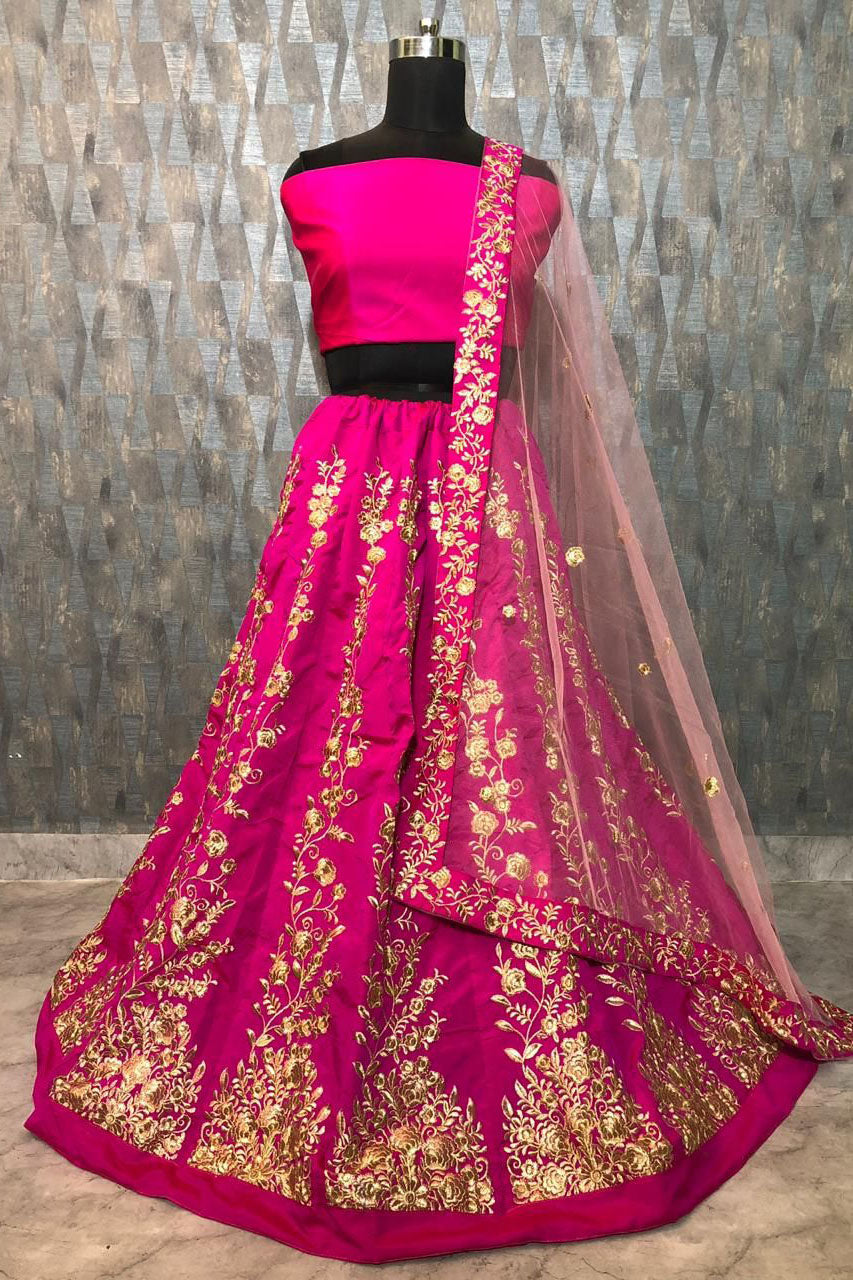 Pink Colour Taffeta Silk Lehenga Choli VSLC1020004