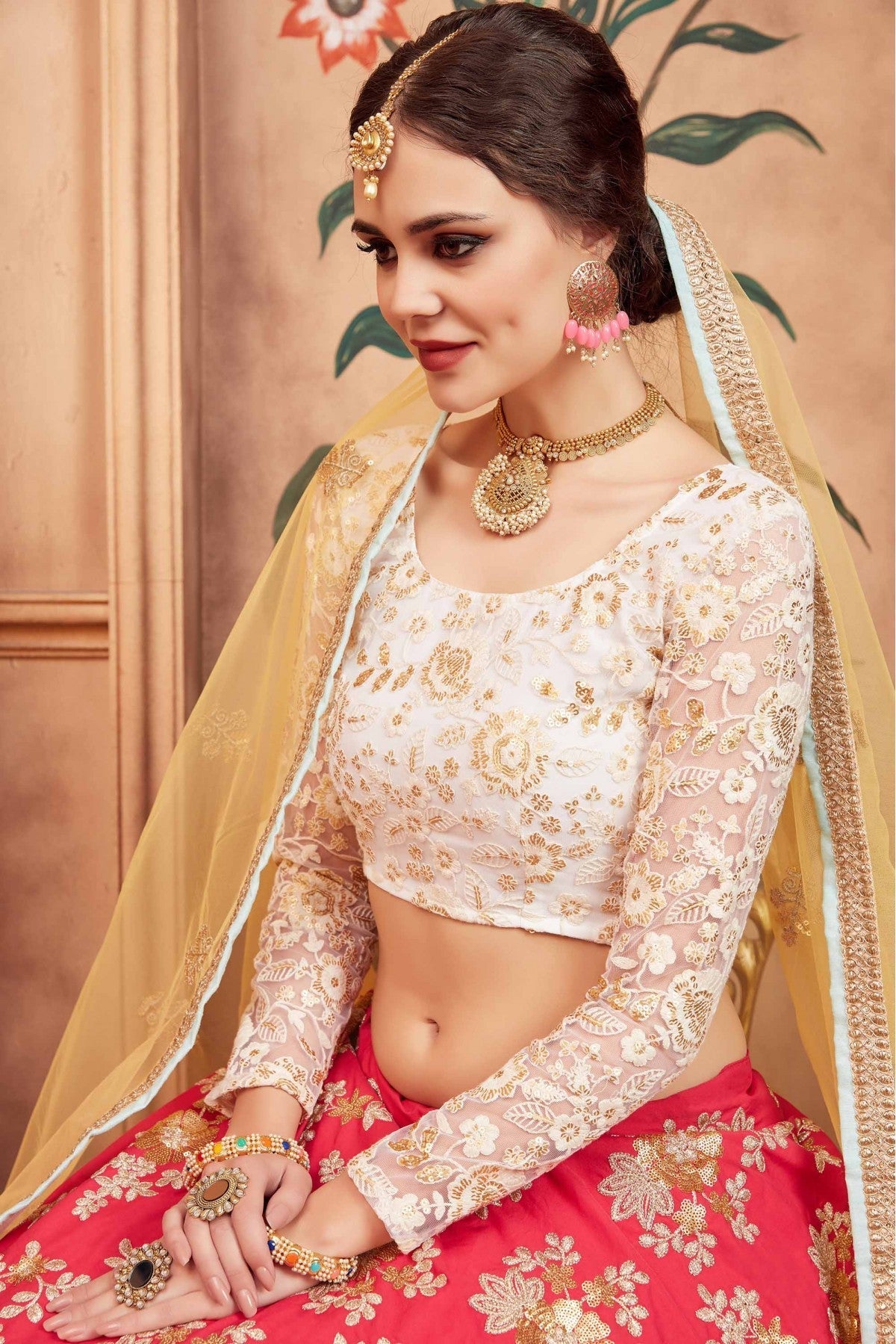 Pink Colour Taffeta Silk Sequins Work Lehenga Choli VSLC1080443