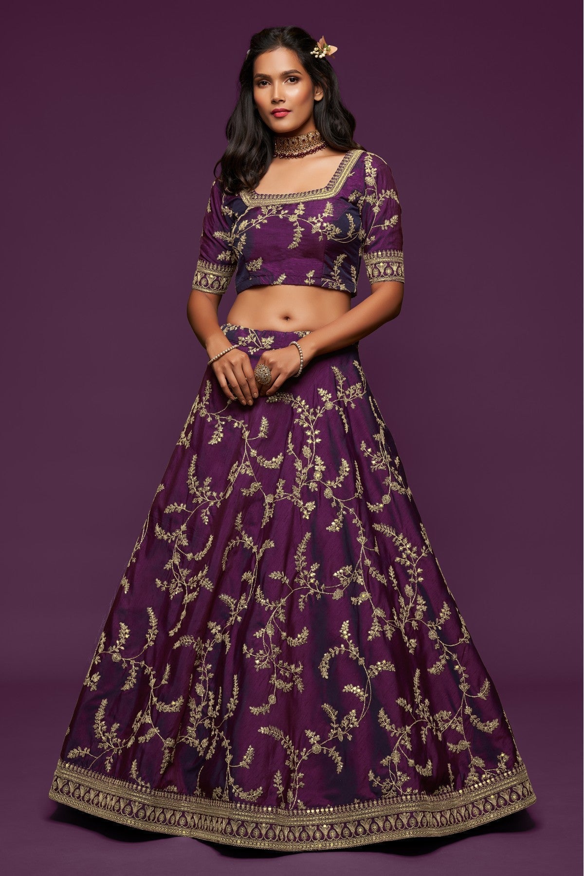 Purple Colour Art Silk Lehenga Choli VSLC1010105