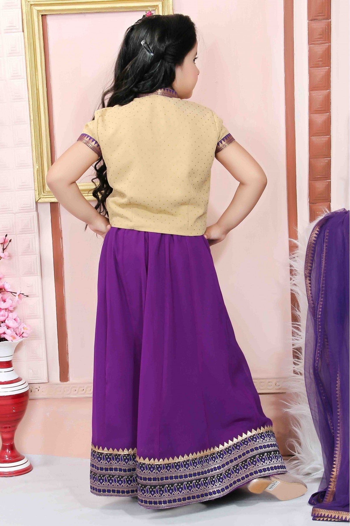 Purple Colour Faux Georgette Party Wear Lehenga Choli VSGW1070057