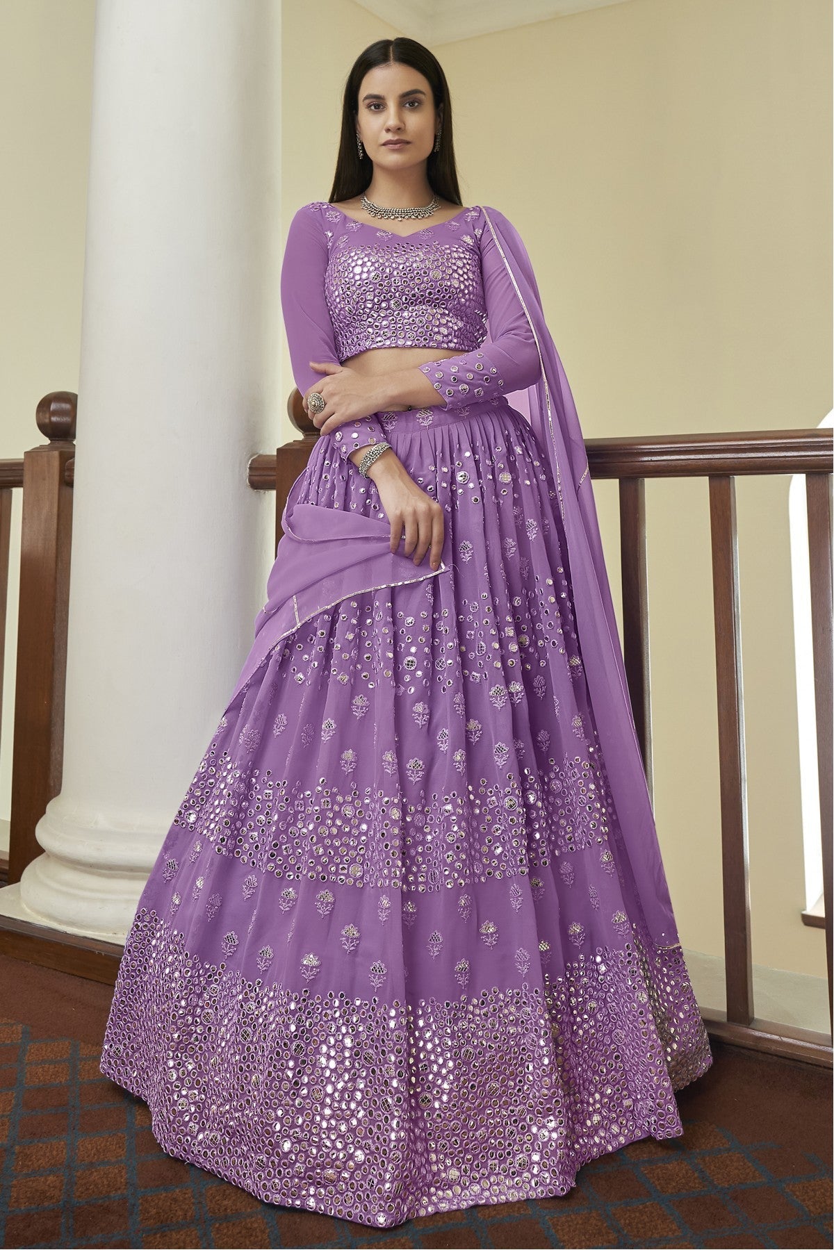 Purple Colour Georgette Embroidery Lehenga Choli VSLC1080551