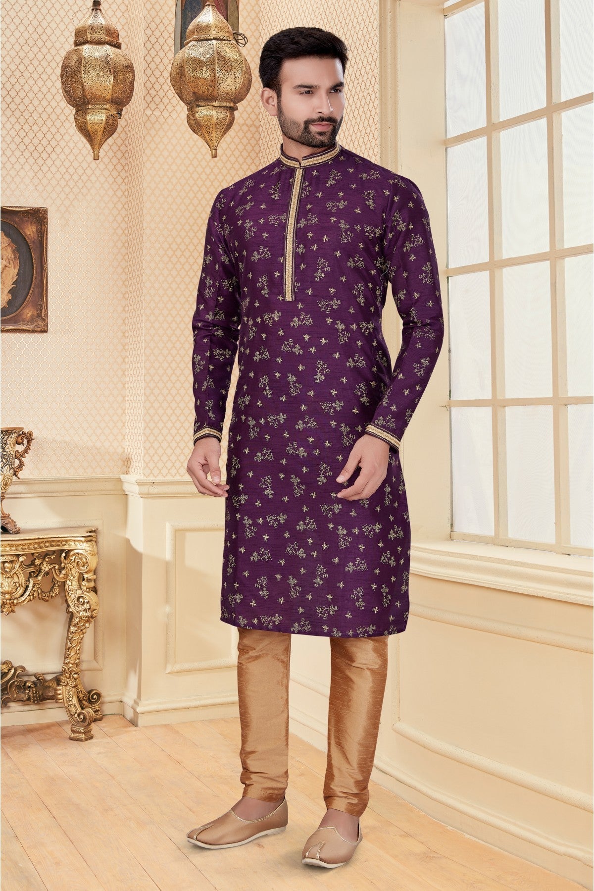 Purple Colour Kurta Pajama In Silk Fabric VSKP1040113