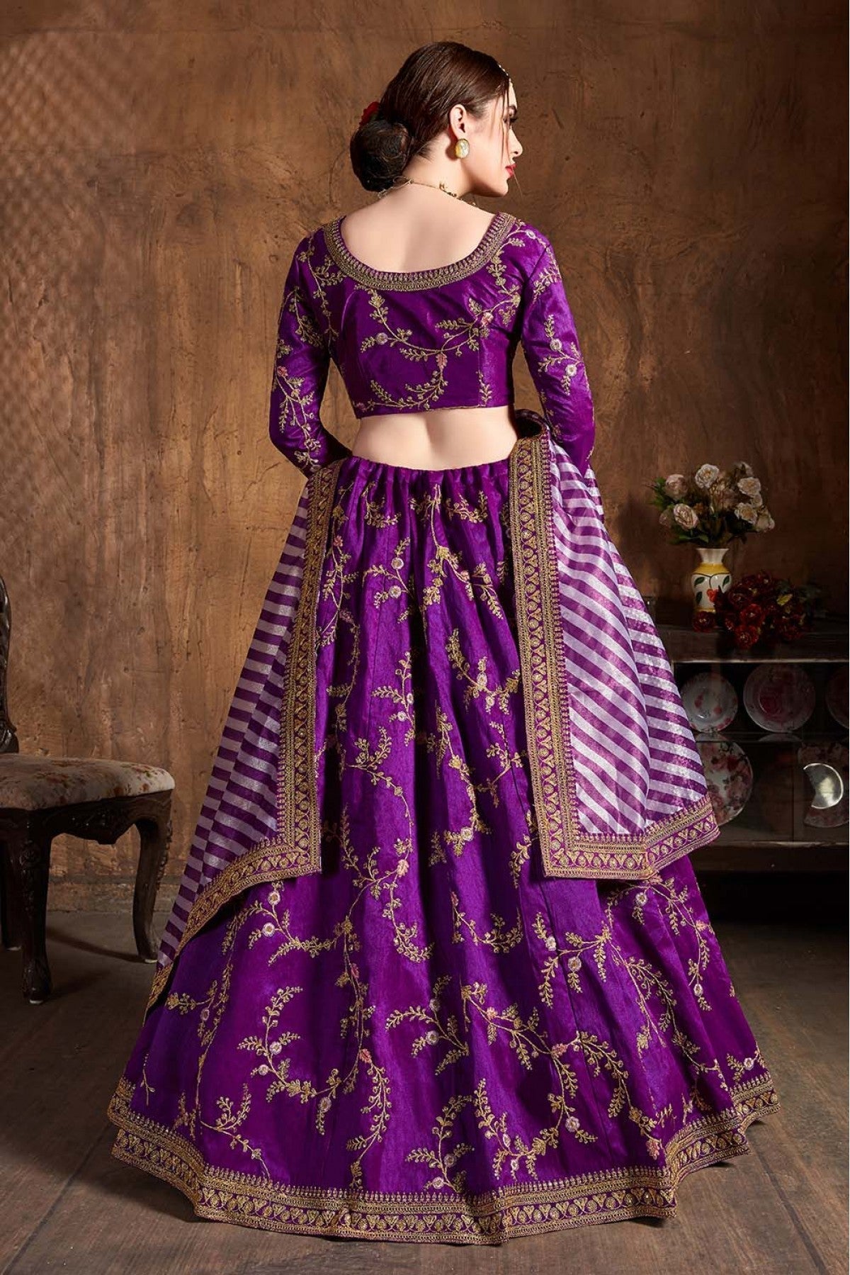 Purple Colour Mulberry Silk Lehenga Choli VSLC1010073