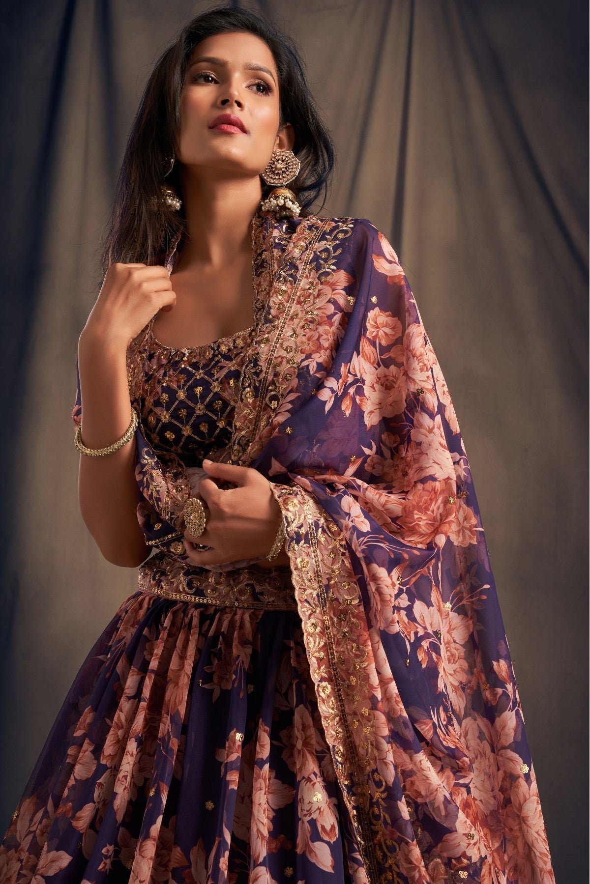 Purple Colour Organza Lehenga Choli VSLC1010102