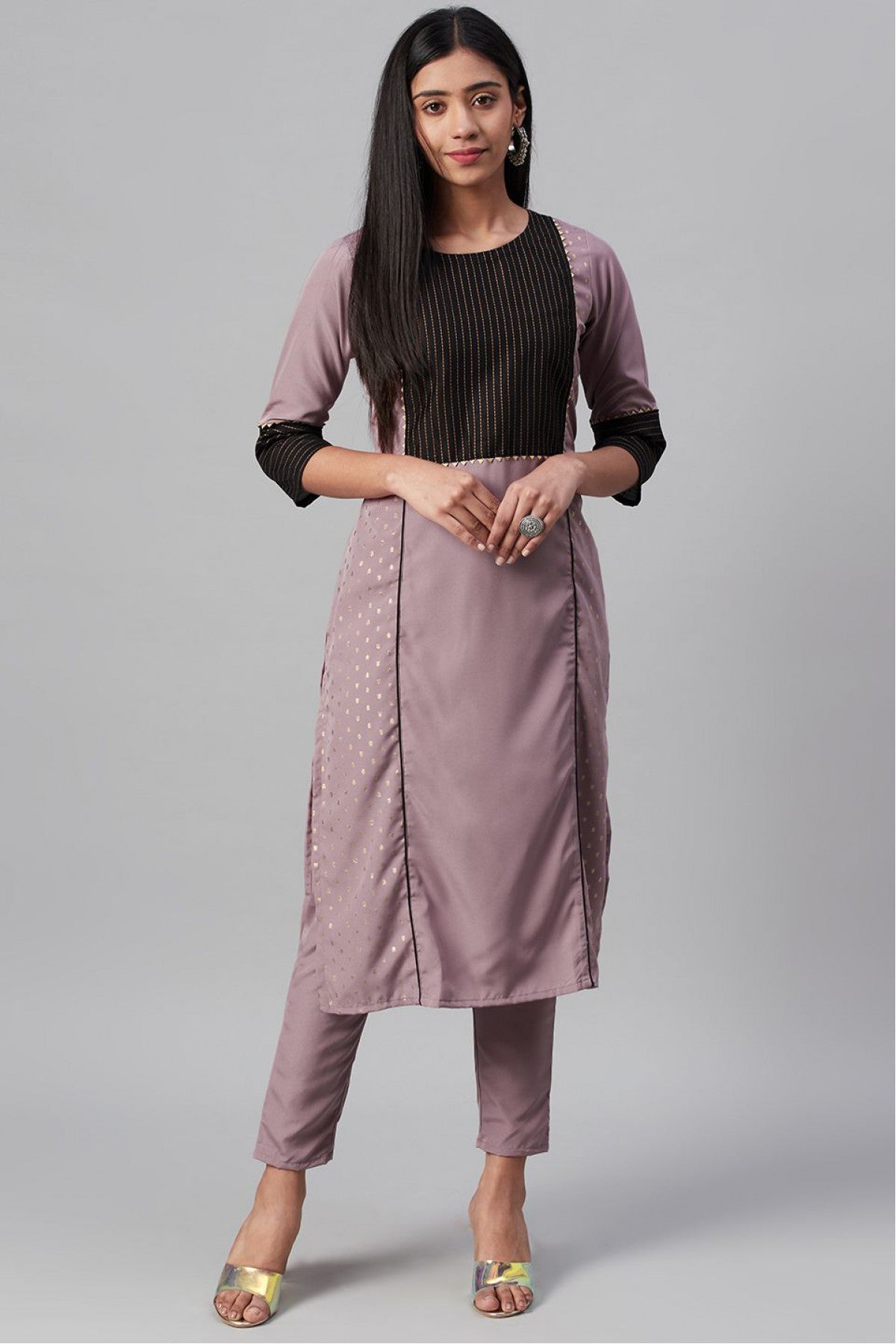 Purple Colour Plus Size Crepe Party Wear Kurti VSKR1060053