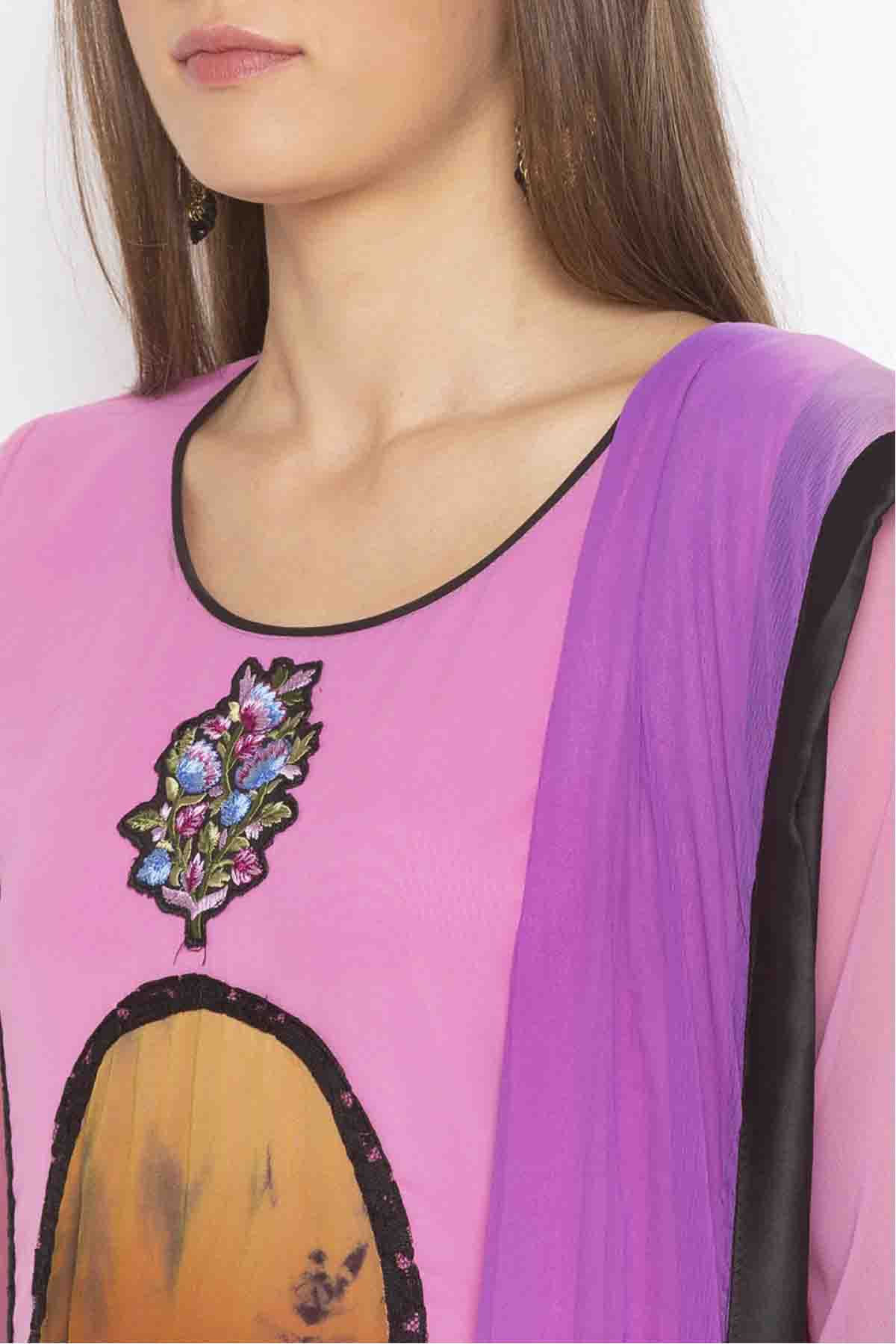 Purple Colour Plus Size Georgette Embroidery Palazzo Pant Suit VSSS1070299