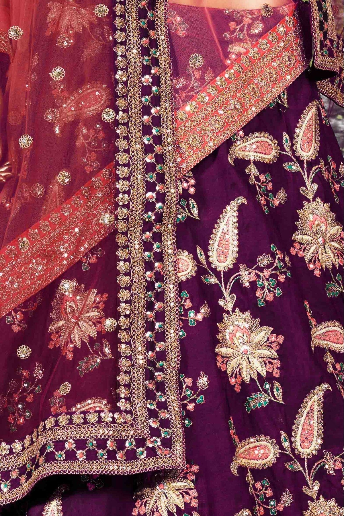 Purple Colour Taffeta Silk Lehenga Choli VSLC1010026