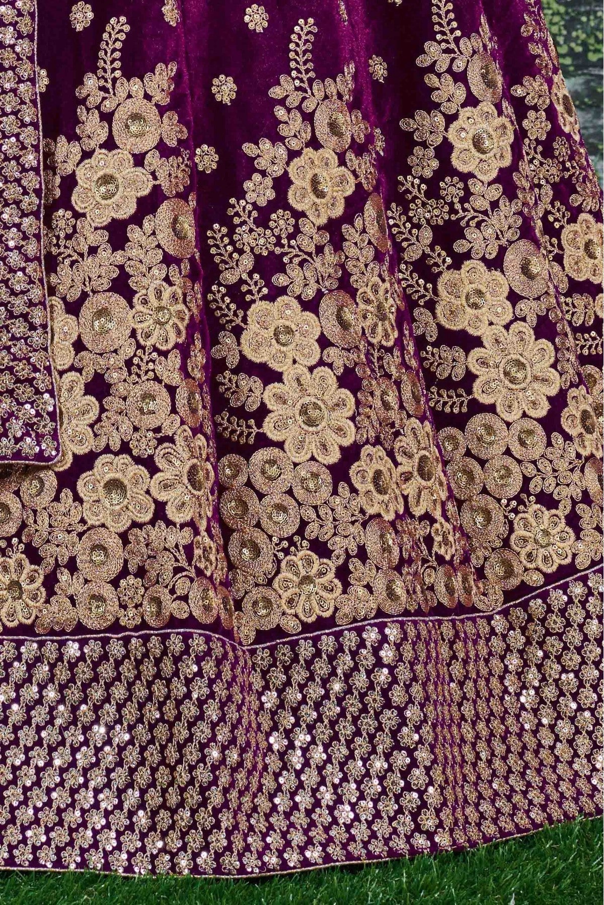 Purple Colour Velvet Lehenga Choli VSLC1010051