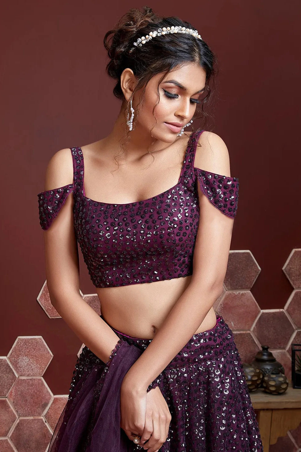 Purple Soft Net Designer Lehenga Choli VSLC1010159