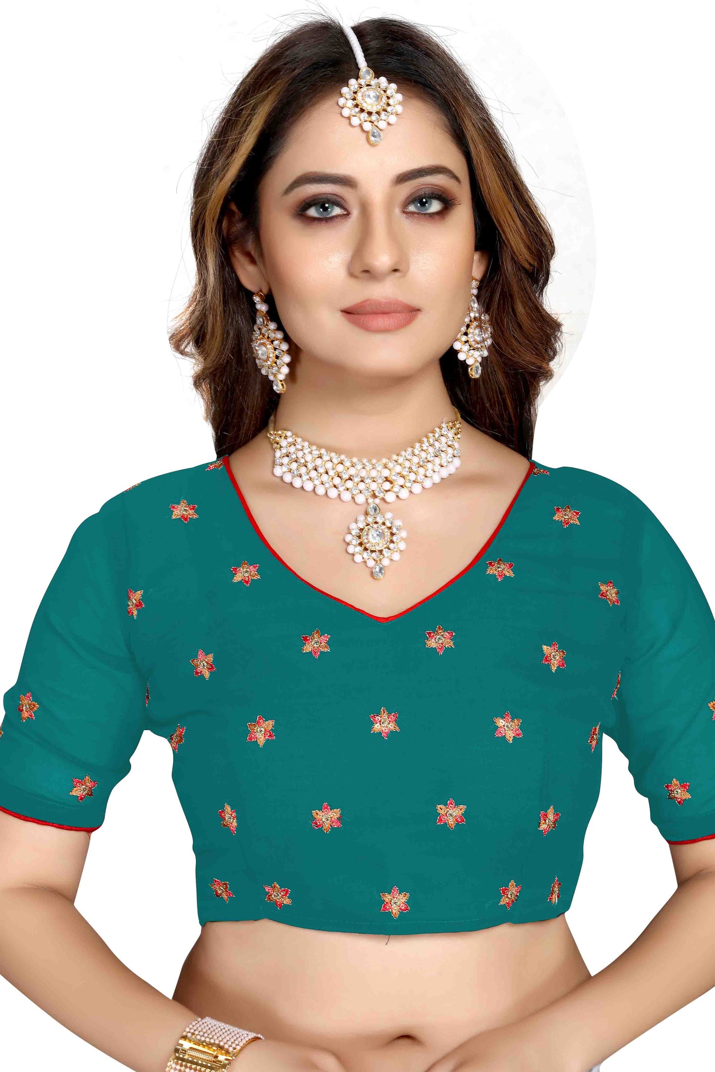 Rama Green Colour Georgette Designer Saree VSSD1090582