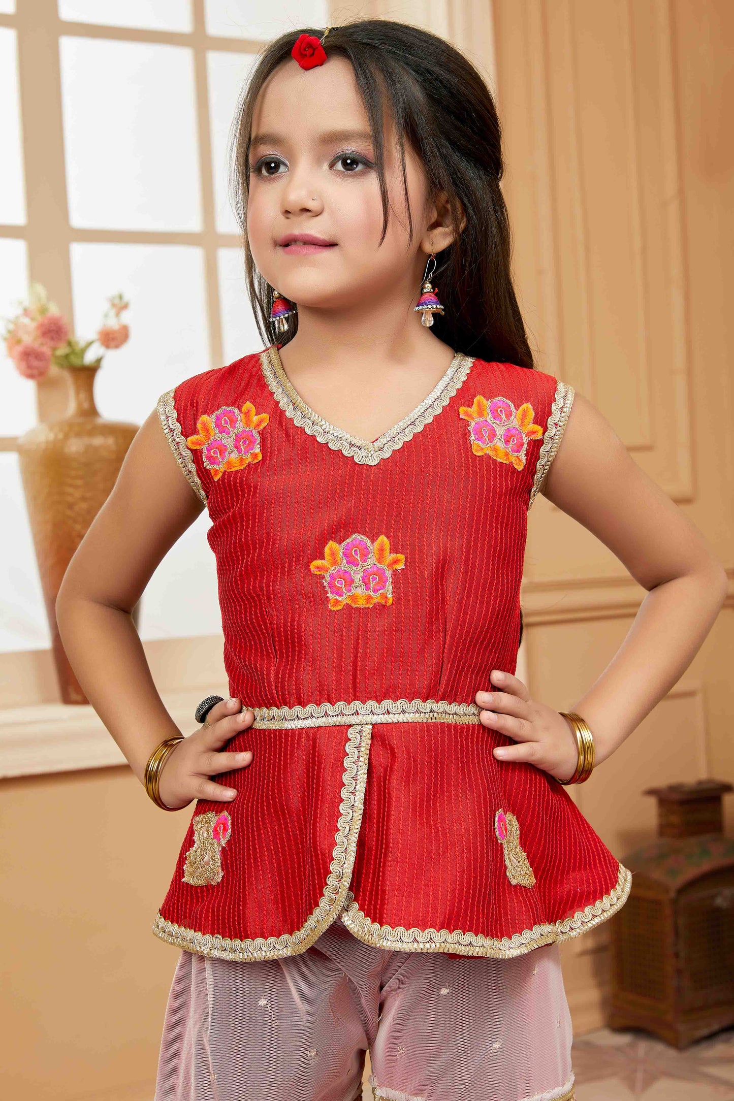 Red Colour Art Silk Sharara Suit VSGW1070740