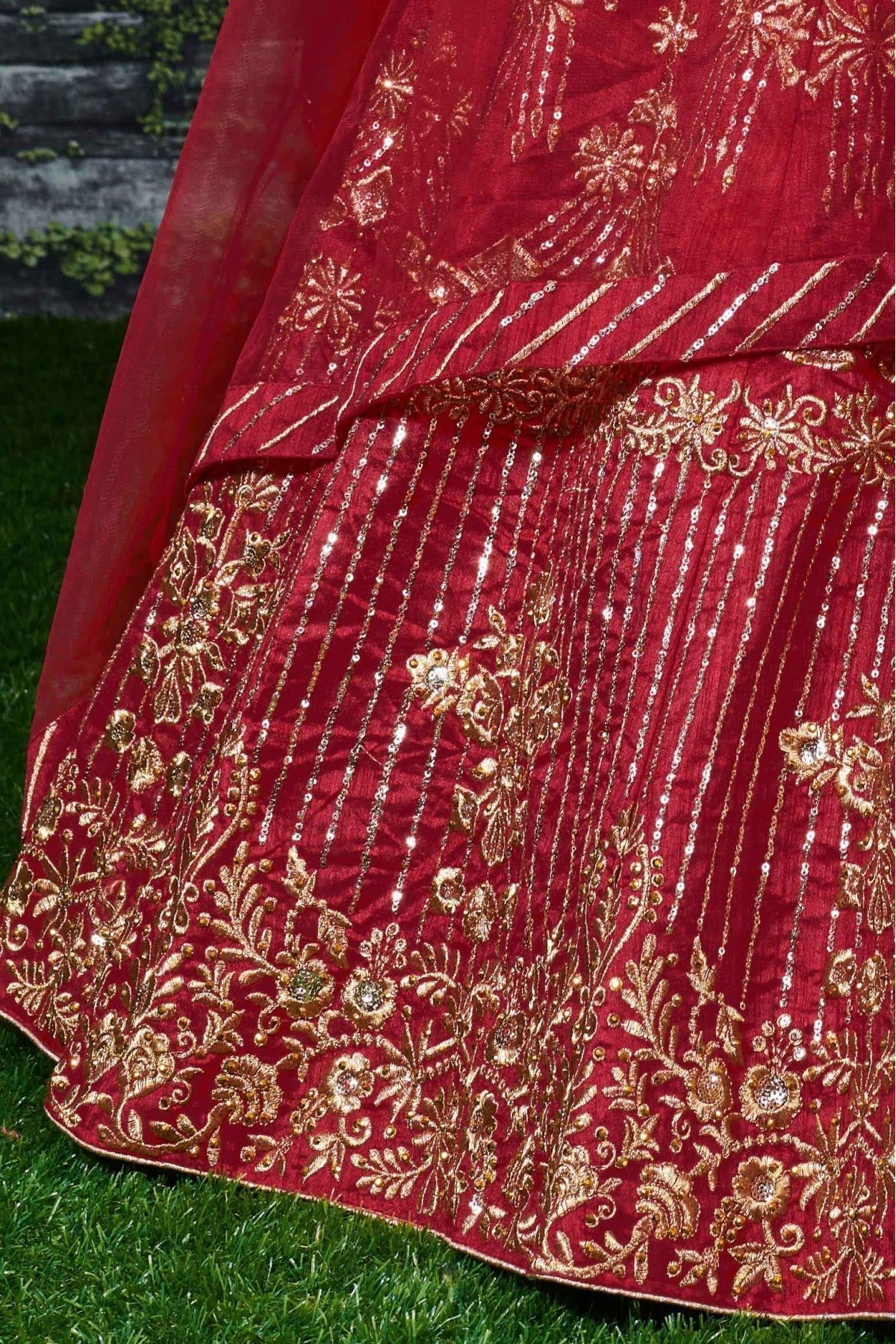 Red Colour Banglory Silk Lehenga Choli VSLC1010042