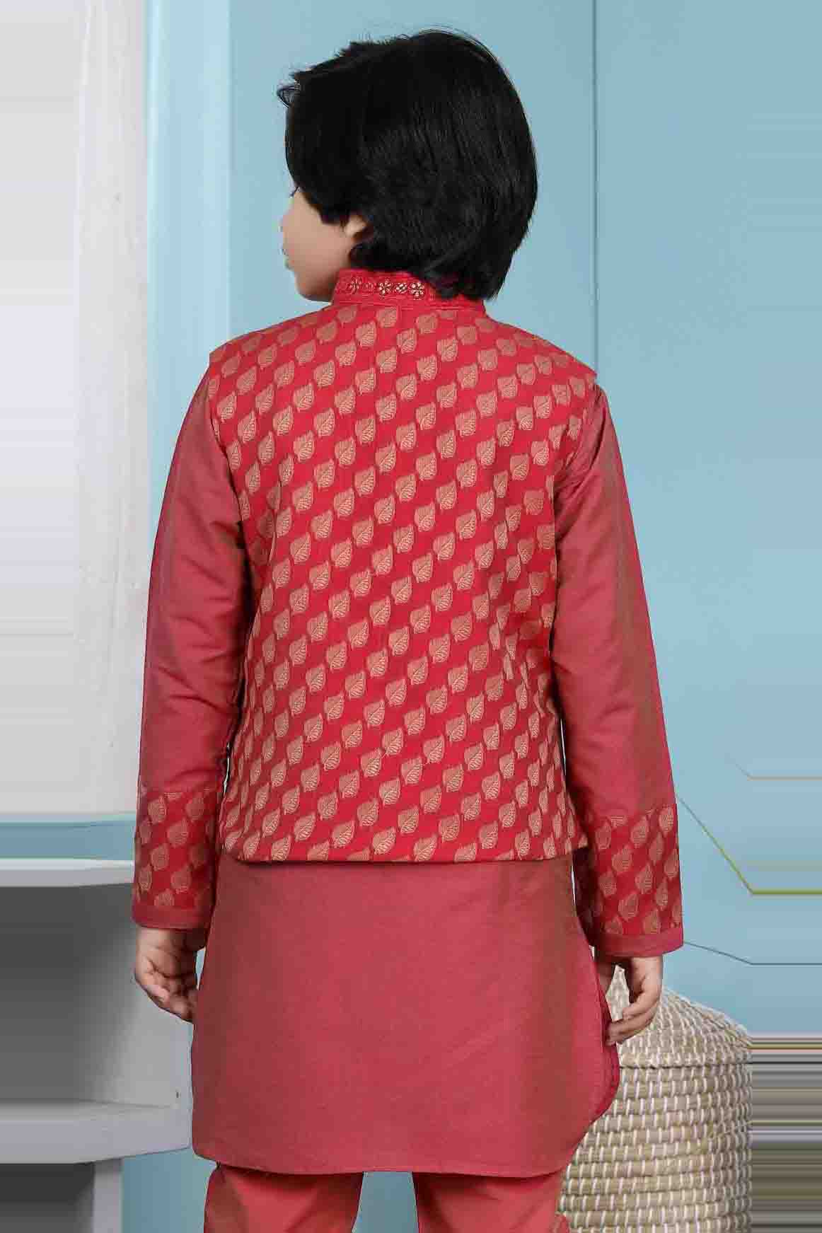 Red Colour Chanderi Silk Jacket VSBW1070123