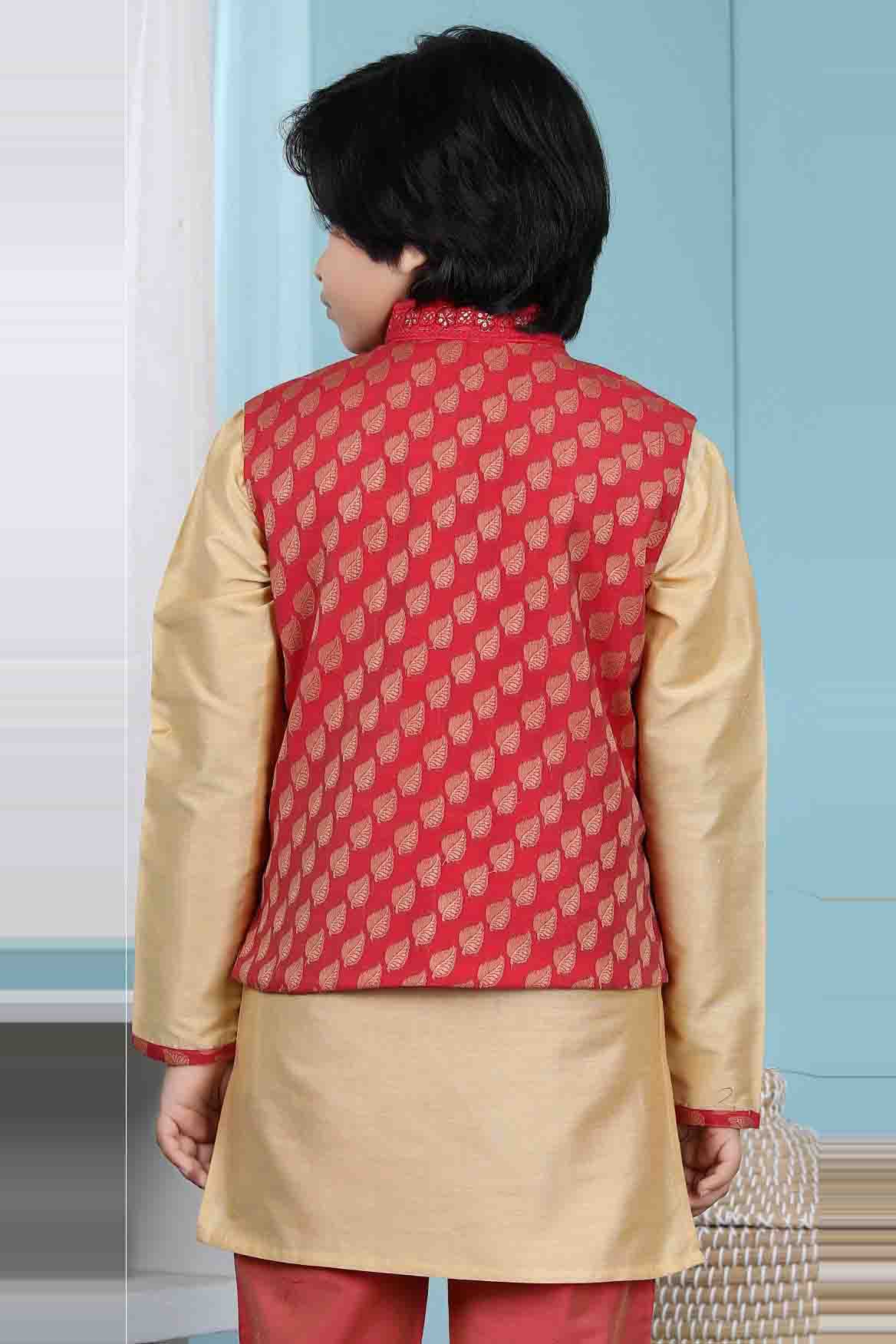 Red Colour Chanderi Silk Jacket VSBW1070124