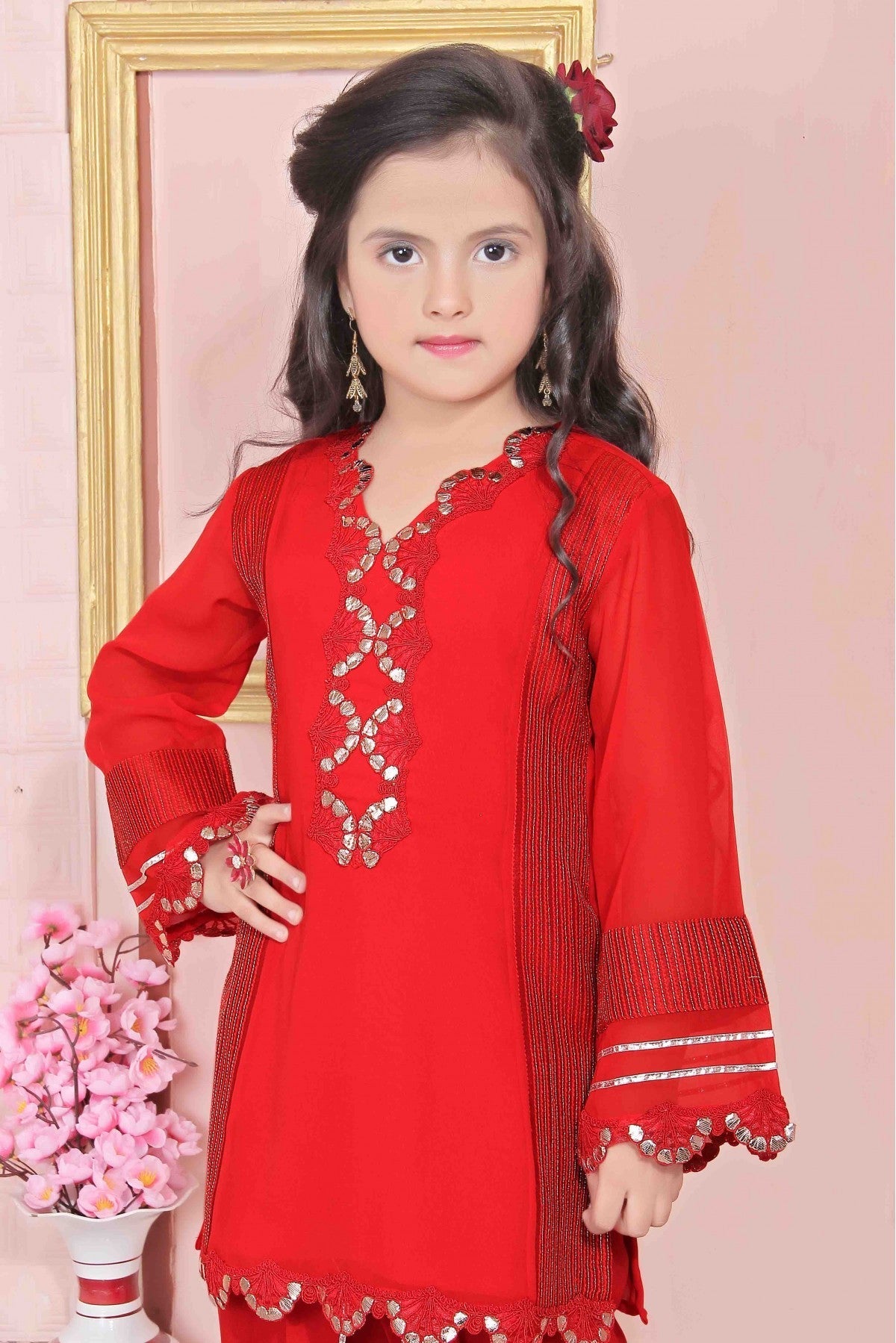 Red Colour Faux Georgette Party Wear Patiala Suit VSGW1070022