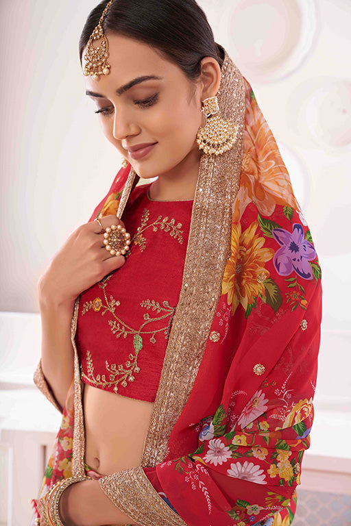 Red Colour Georgette Designer Lehenga Choli VSLC1240049