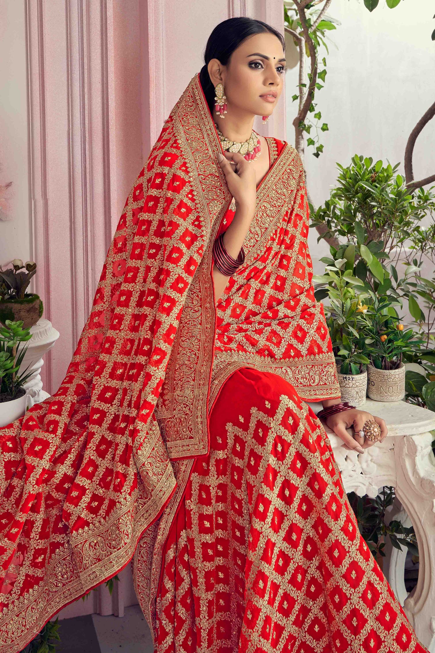 Red Colour Georgette Designer Saree VSSD1090488