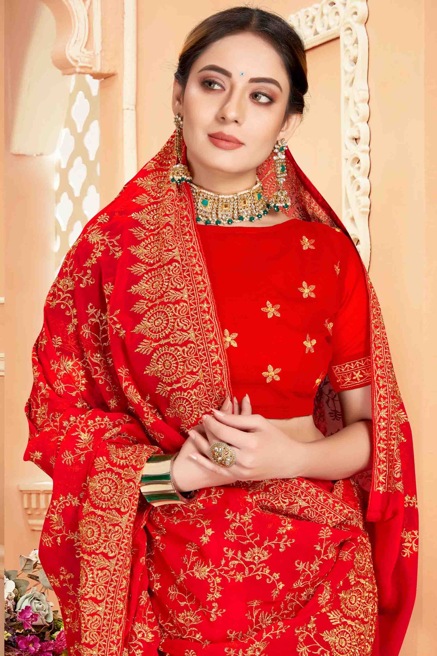 Red Colour Georgette Designer Saree VSSD1090564