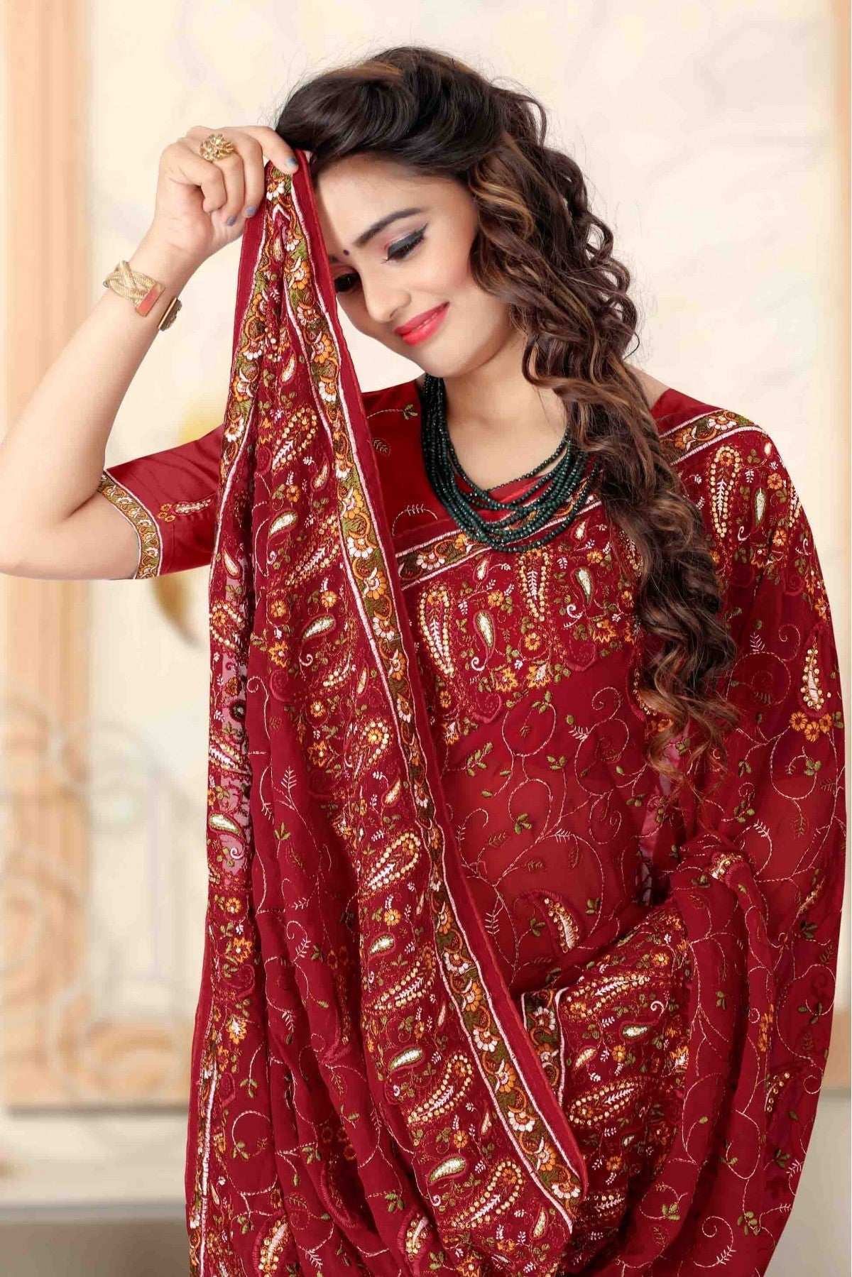 Red Colour Georgette Designer Saree VSSD1120727