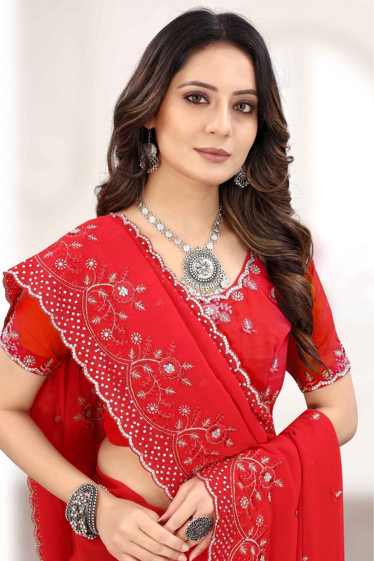 Red Colour Georgette Designer Saree VSSD1120848