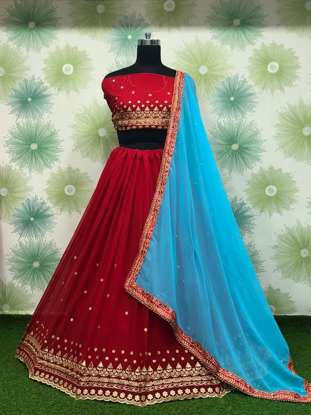 Red Colour Georgette Embroidery Lehenga Choli VSLC1020145