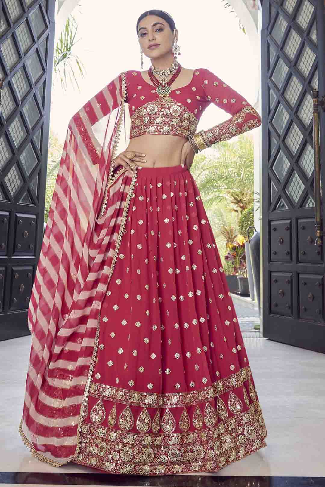 Red Colour Georgette Gota Patti Work Lehenga Choli VSLC1080596