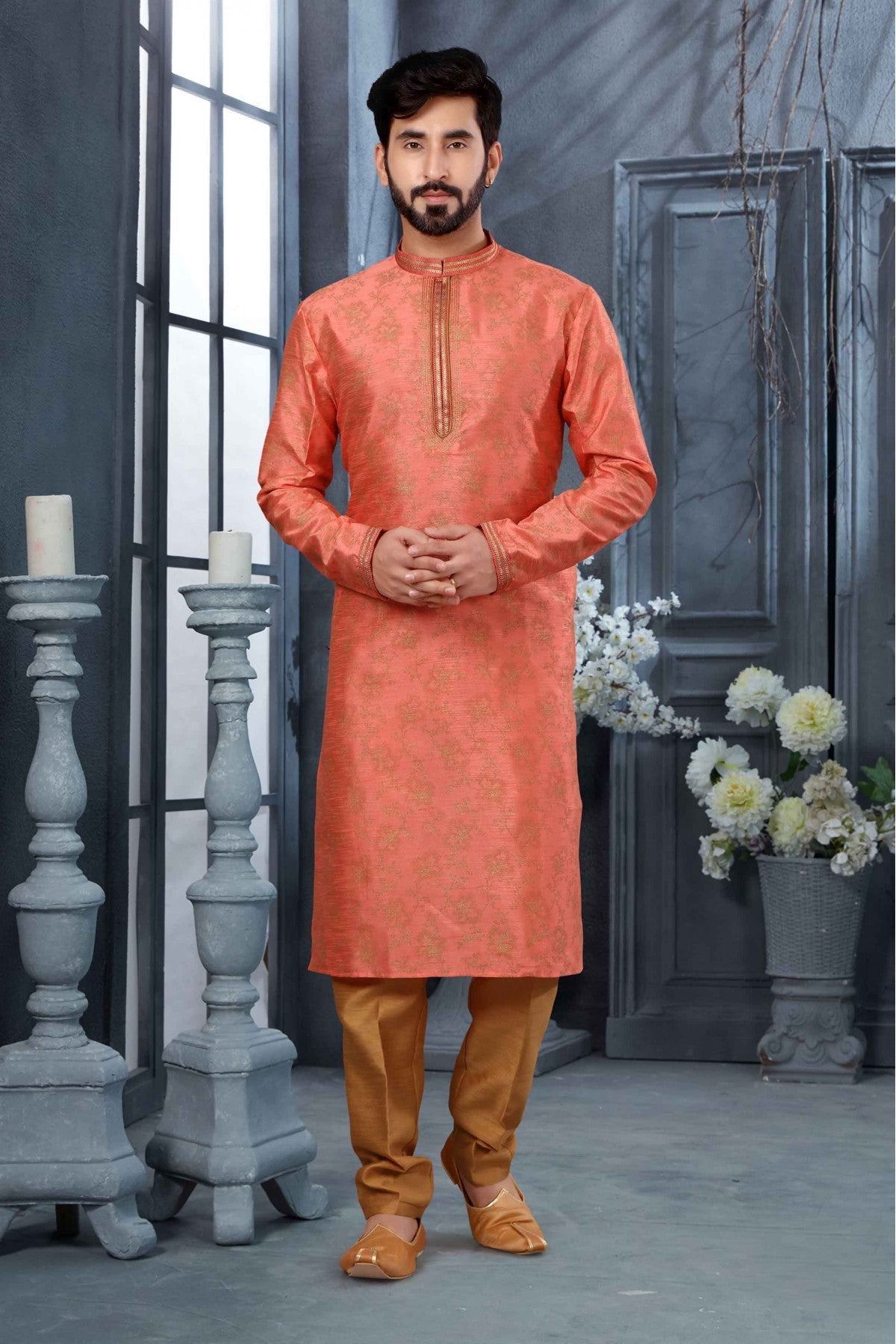 Red Colour Kurta Pajama In Silk Fabric VSKP1040120
