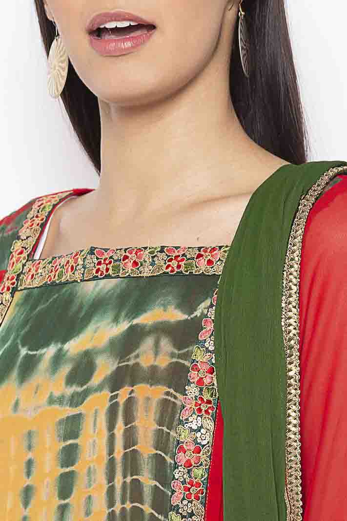 Red Colour Plus Size Stitched Georgette Embroidery Palazzo Pant Suit VSSS1070273