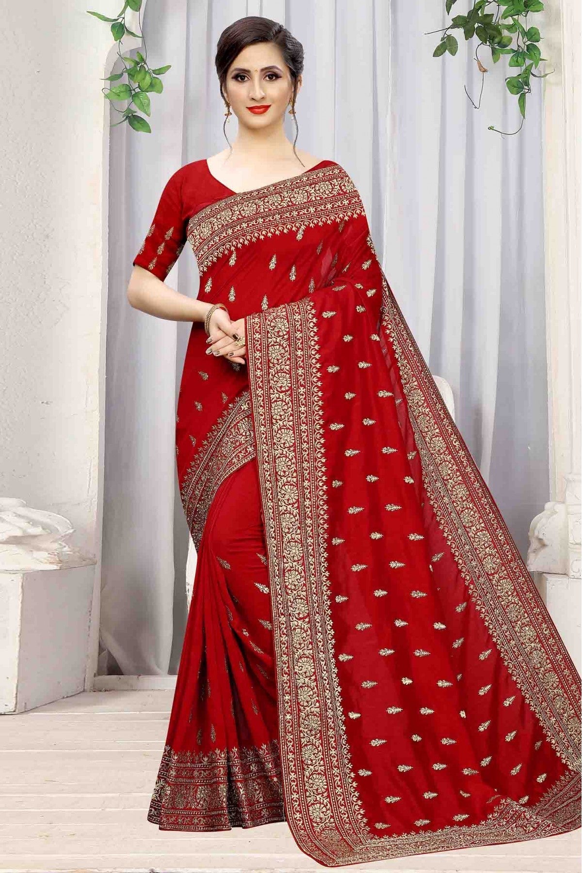 Red Colour Vichitra Silk Designer Saree VSSD1090066