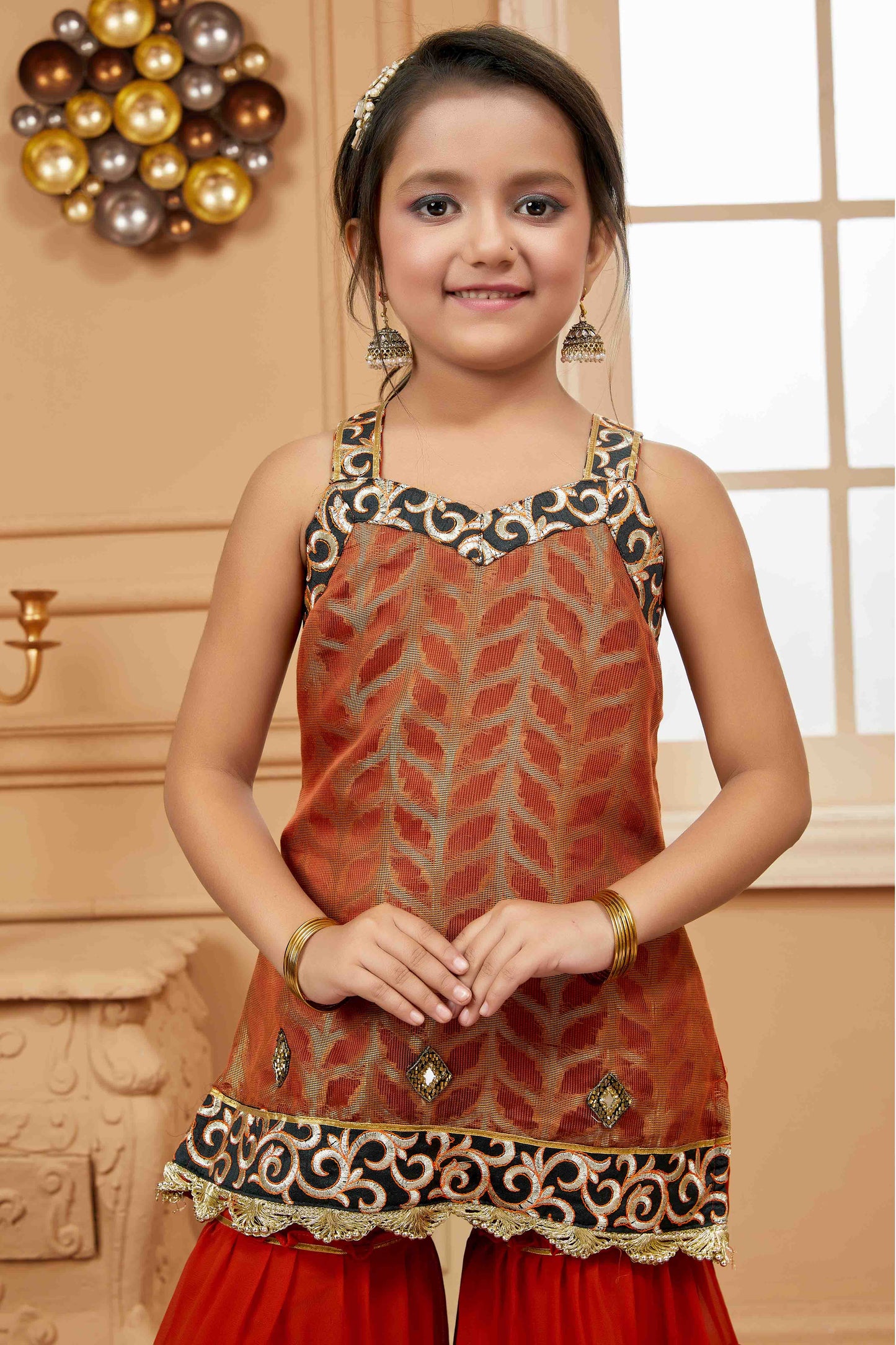 Rust Colour Brocade Sharara Suit VSGW1070735