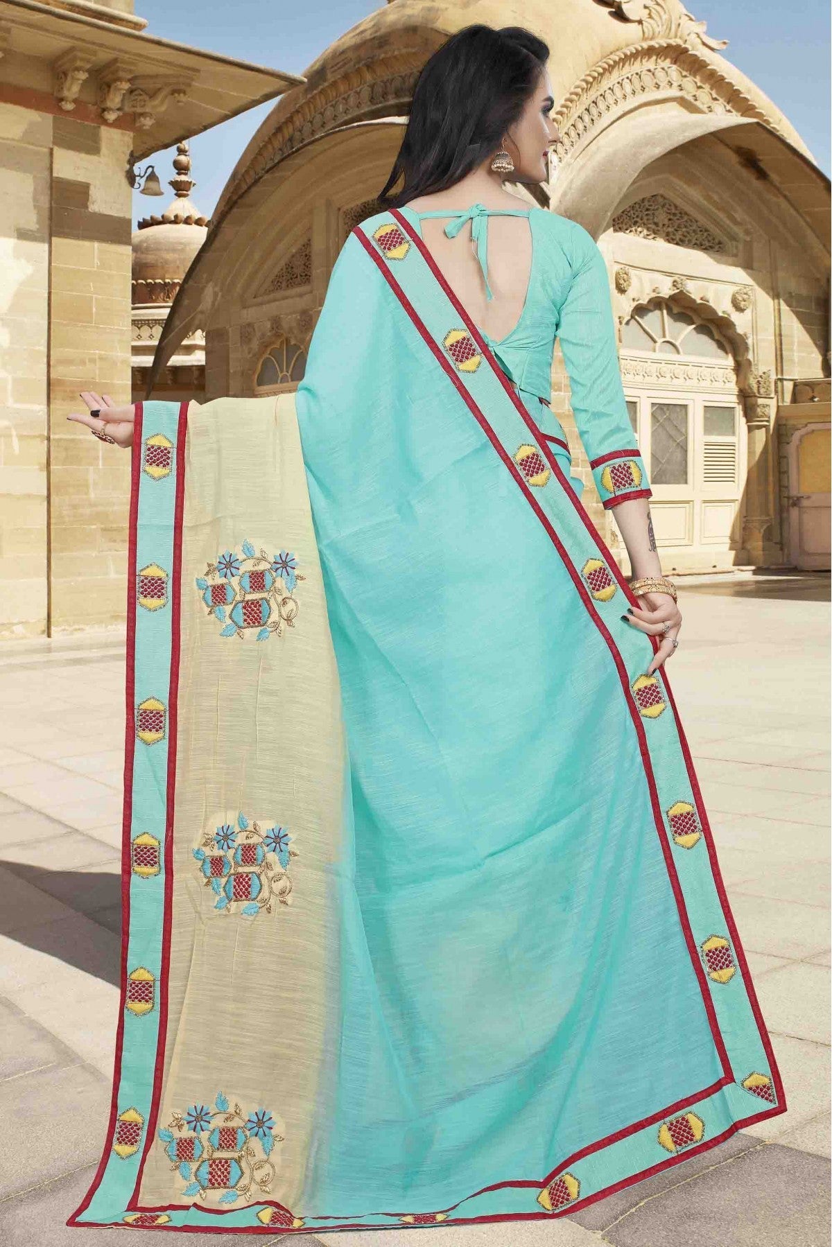 Sky Blue Colour Cotton Designer Saree VSSD1120545