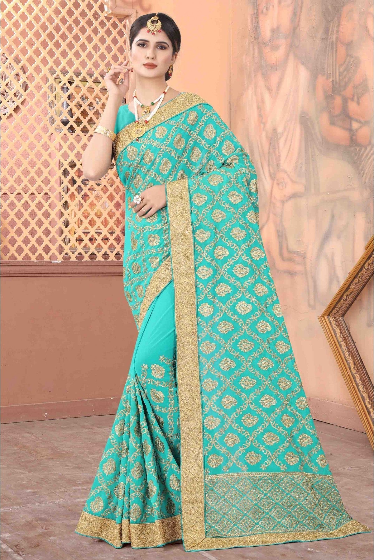 Sky Blue Colour Georgette Designer Saree VSSD1090188