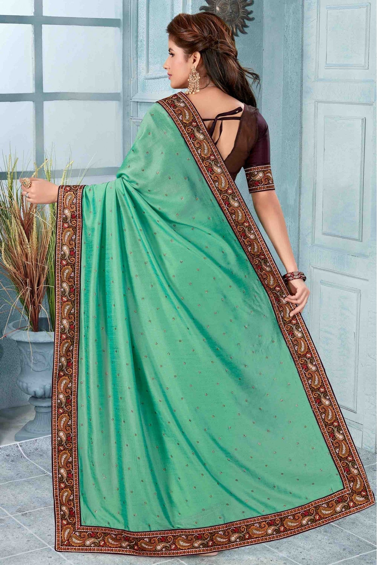 Sky Blue Colour Vichitra Silk Designer Saree VSSD1120531